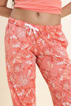 Zivame Floral Hush Knit Cotton Pyjama Set - Burnt Coral — thumbnail 8